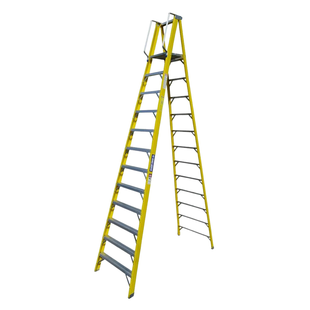 ESCALERA TIJERA CON PLATAFORMA DE 12 PASOS FIBRA DE VIDRIO