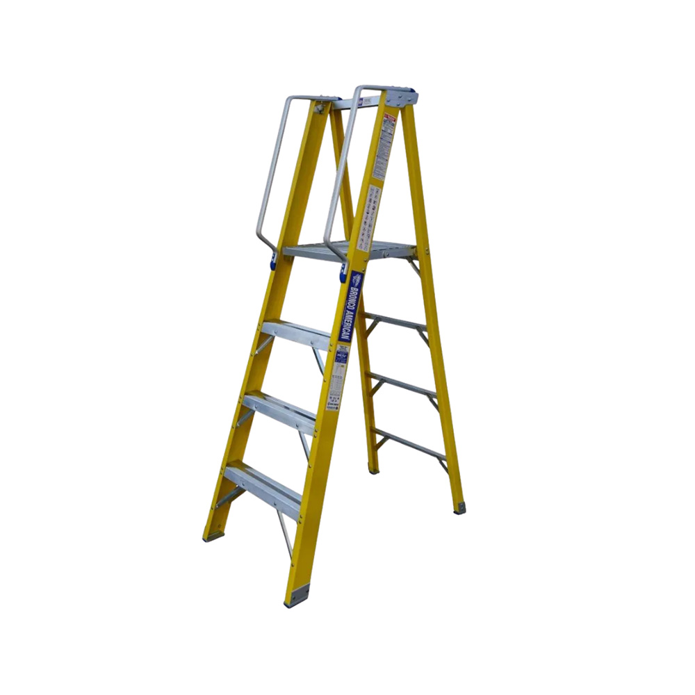 ESCALERA TIJERA CON PLATAFORMA DE 4 PASOS FIBRA DE VIDRIO