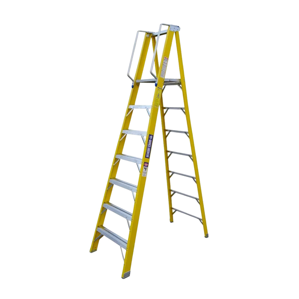 ESCALERA TIJERA CON PLATAFORMA DE 7 PASOS FIBRA DE VIDRIO